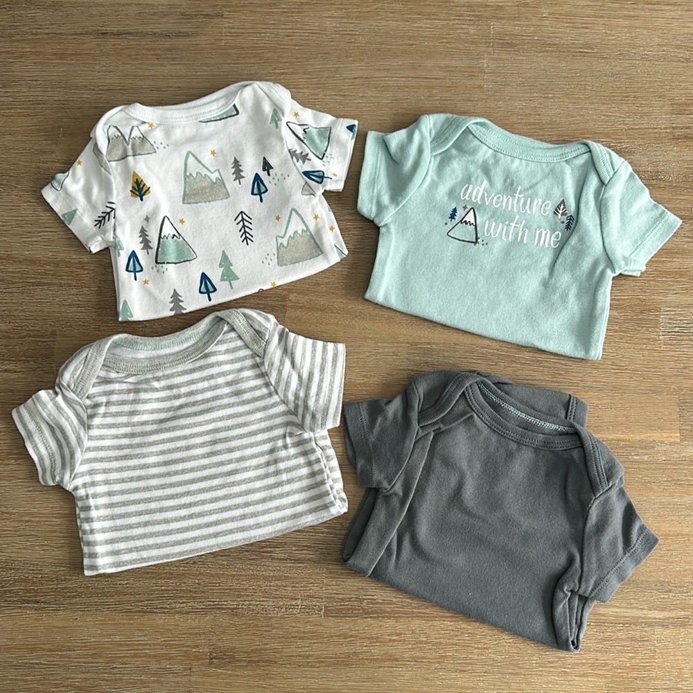 Cloud Island | Bundle of 4 Adventure Short-sleeve Onesies | 0-3m